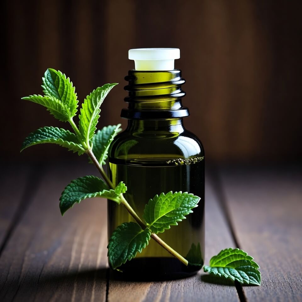 Peppermint oil drops for DIY spray (AI-generated)